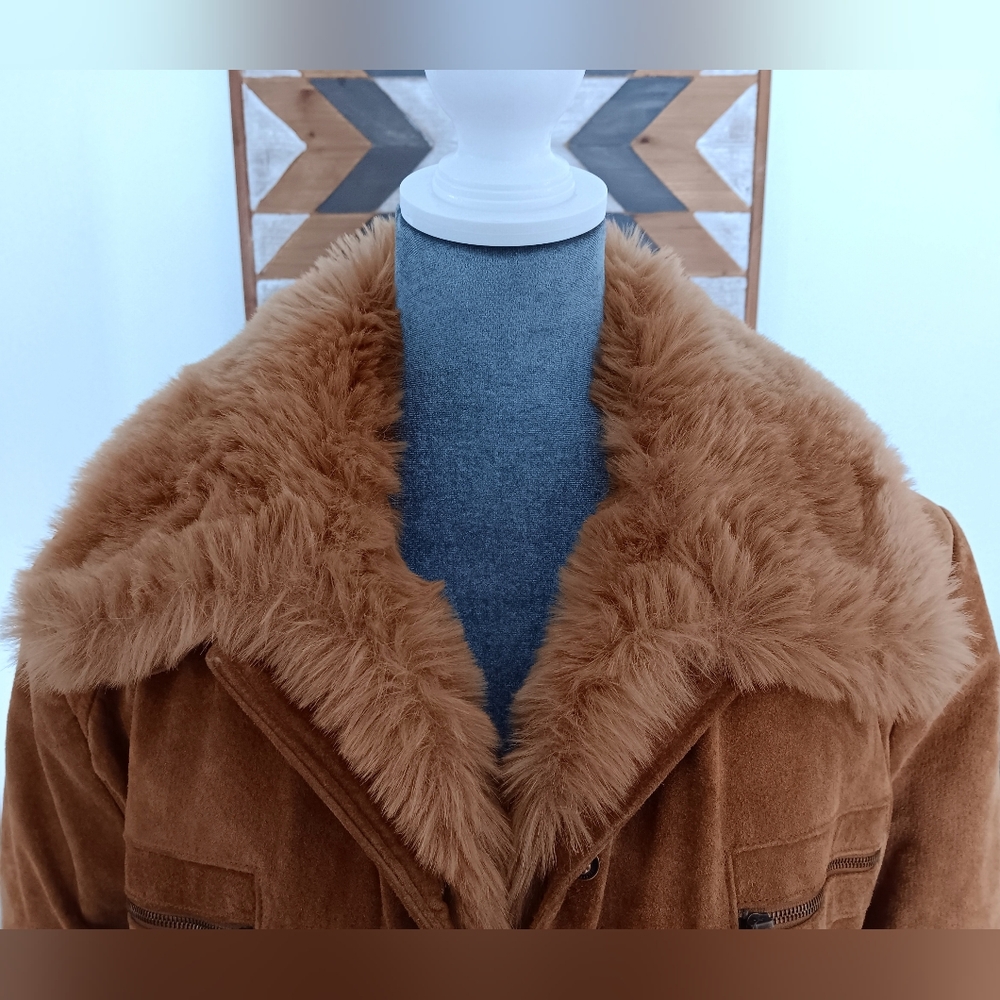 Vintage 90s Y2K Penny Lane Jacket Removable Fur Liner - Picture 4 of 16